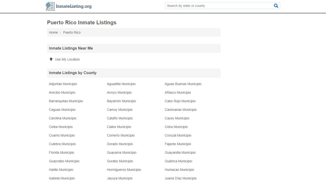Puerto Rico Inmate Listings